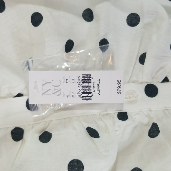 New York & Company Polka Dot Puff Sleeve Midi Dress size XSmall New - Picture 11 of 13